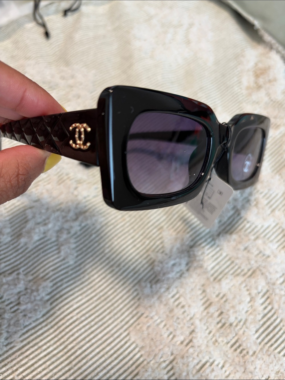 Black Square Sunglasses with Gold Accent
